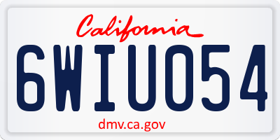 CA license plate 6WIU054