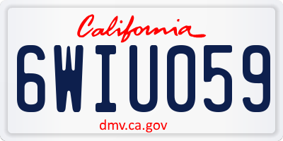 CA license plate 6WIU059