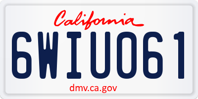 CA license plate 6WIU061