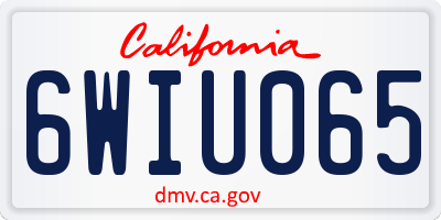 CA license plate 6WIU065