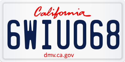 CA license plate 6WIU068