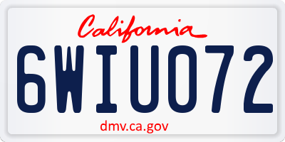CA license plate 6WIU072