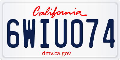 CA license plate 6WIU074