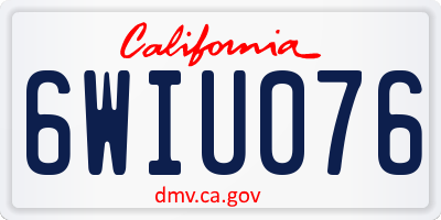 CA license plate 6WIU076