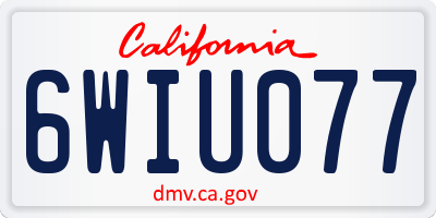 CA license plate 6WIU077
