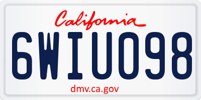 CA license plate 6WIU098