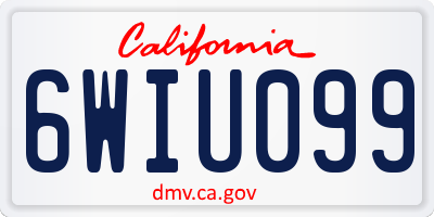CA license plate 6WIU099