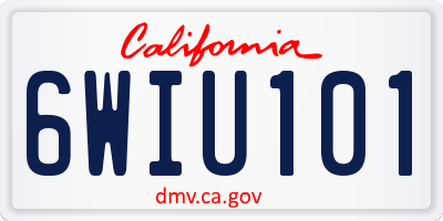 CA license plate 6WIU101