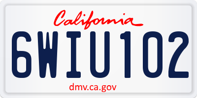CA license plate 6WIU102