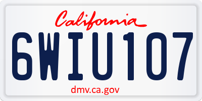 CA license plate 6WIU107