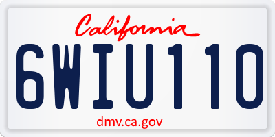 CA license plate 6WIU110