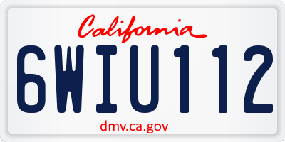 CA license plate 6WIU112