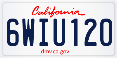 CA license plate 6WIU120
