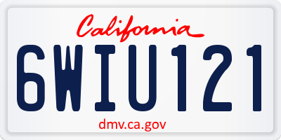 CA license plate 6WIU121