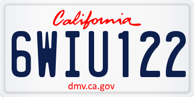 CA license plate 6WIU122