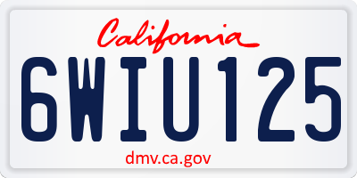 CA license plate 6WIU125
