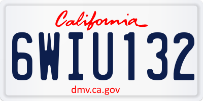 CA license plate 6WIU132