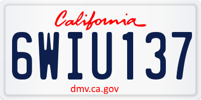 CA license plate 6WIU137