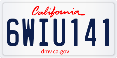 CA license plate 6WIU141