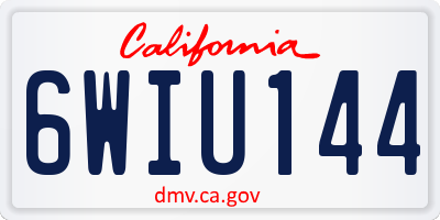 CA license plate 6WIU144