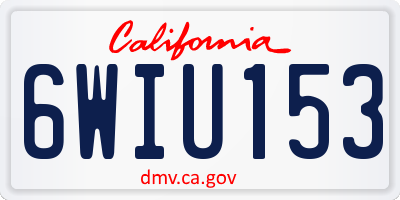 CA license plate 6WIU153