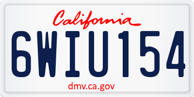CA license plate 6WIU154