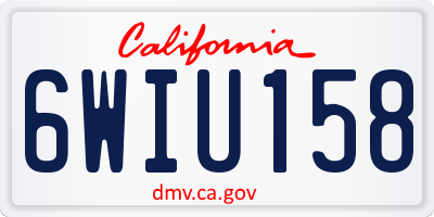 CA license plate 6WIU158