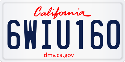 CA license plate 6WIU160