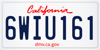 CA license plate 6WIU161