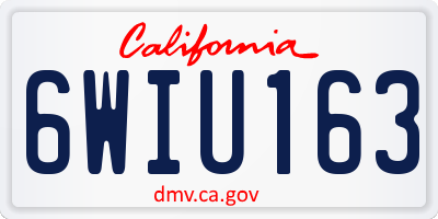 CA license plate 6WIU163