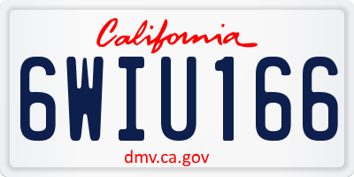 CA license plate 6WIU166