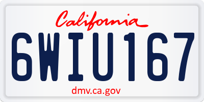 CA license plate 6WIU167