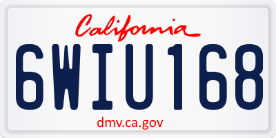 CA license plate 6WIU168