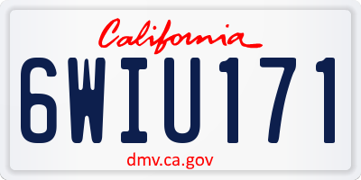 CA license plate 6WIU171