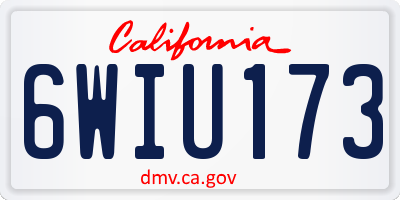CA license plate 6WIU173
