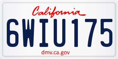 CA license plate 6WIU175