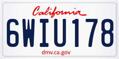 CA license plate 6WIU178
