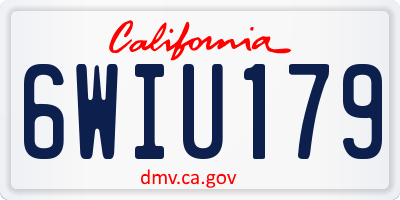 CA license plate 6WIU179