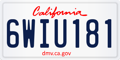 CA license plate 6WIU181