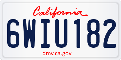 CA license plate 6WIU182
