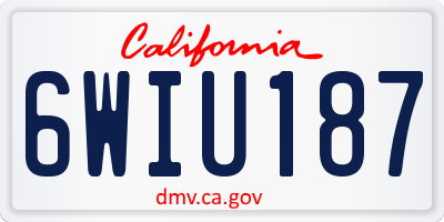CA license plate 6WIU187