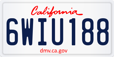 CA license plate 6WIU188