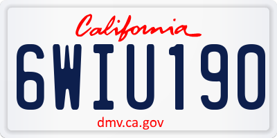 CA license plate 6WIU190