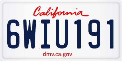 CA license plate 6WIU191