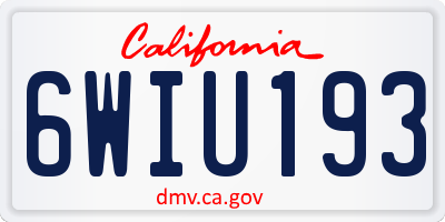 CA license plate 6WIU193