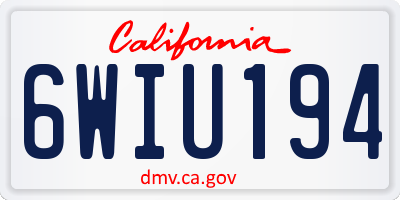CA license plate 6WIU194