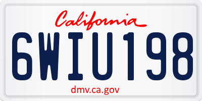 CA license plate 6WIU198