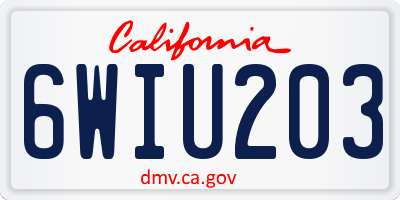 CA license plate 6WIU203