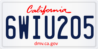 CA license plate 6WIU205