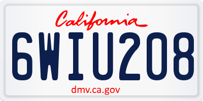 CA license plate 6WIU208